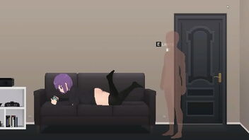 Playing a hentai game with a hot guy in my room