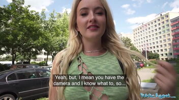 Young blonde agent gets paid to have sex with strangers