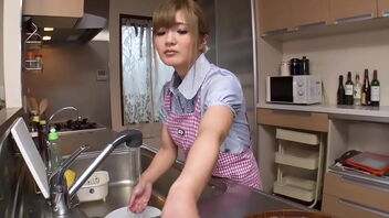 Japanese teen Hana Aoyama's big tits bounce during intense sex with stepfather-in-law