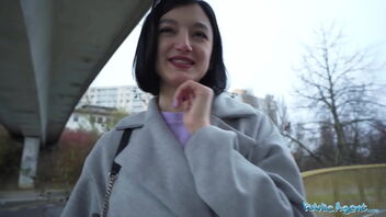 Beautiful Russian agent enjoys cowgirl sex outdoors and spanking