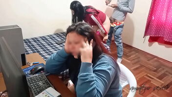 My wife’s best friend helps me pay bills while I have sex with her in front of my wife.
