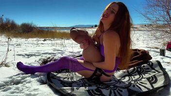 Futanari sex doll enjoys outdoor sex with Tantaly toy
