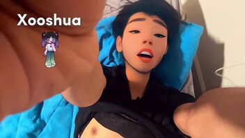 A young and attractive gay man with a pretty face becomes aroused while performing for the camera.